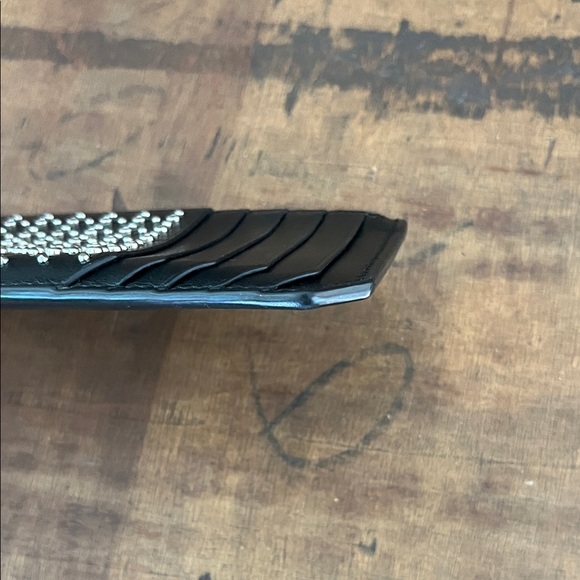 Saint Laurent Black Leather Card Holder with Silver Accents - Picture 6 of 10